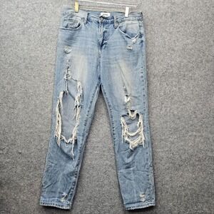 PISTOLA Y2K Boyfriend Jeans Women Blue Baggy Ripped Distressed Rock Grunge 32/29
